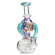 water blue lookah mini cool excitement skull dab rig