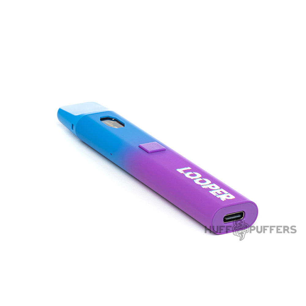 Looper Live Badder Disposable Vape 2G Sativa laying down bottom view