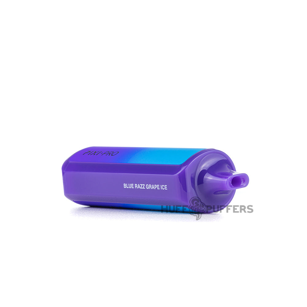 pixi pro disposable vape blue razz grape ice laying down