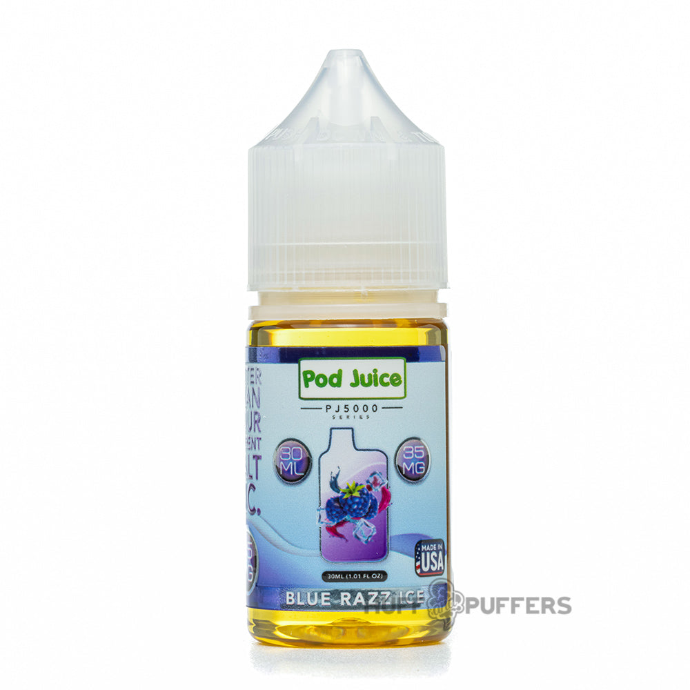 pod juice pj5000 blue razz ice 30ml e-juice bottle