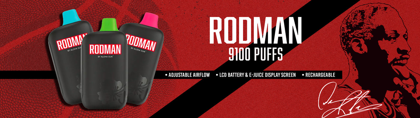 rodman 9100 disposable vape by aloha sun desktop banner