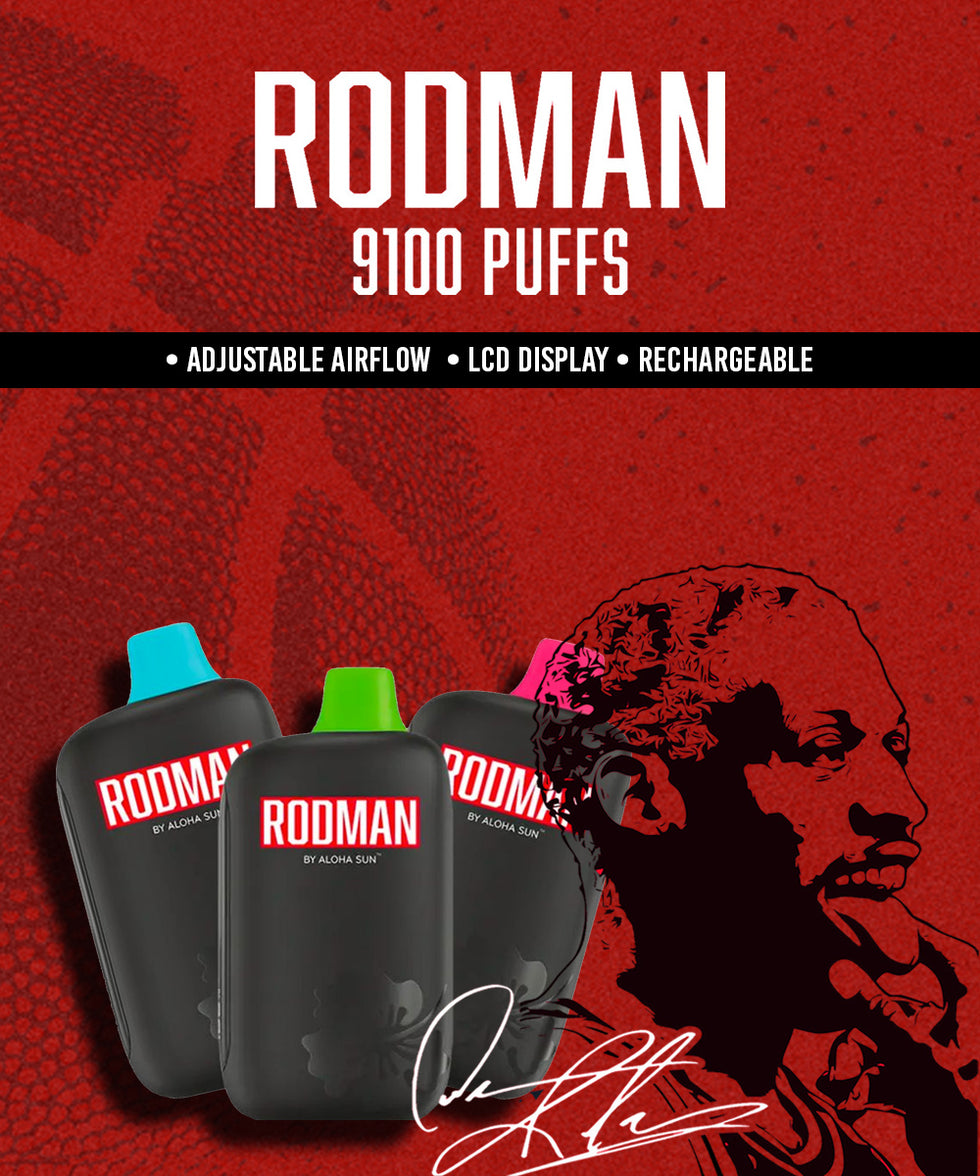 rodman 9100 disposable vape by aloha sun mobile banner