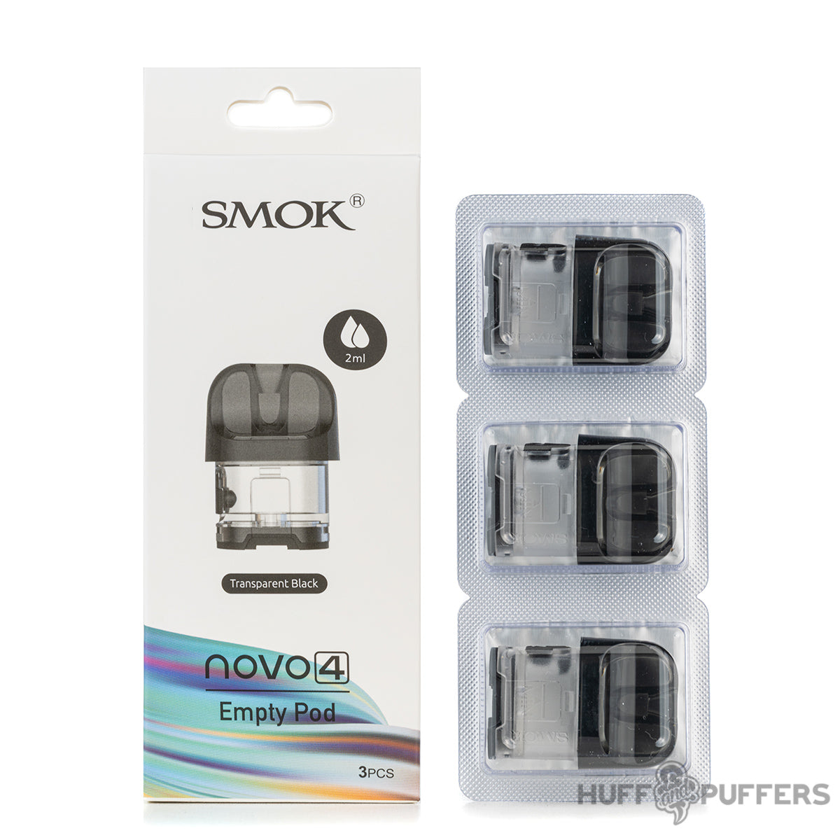 Transparent Black Smok Novo 4 Empty Pods with packaging