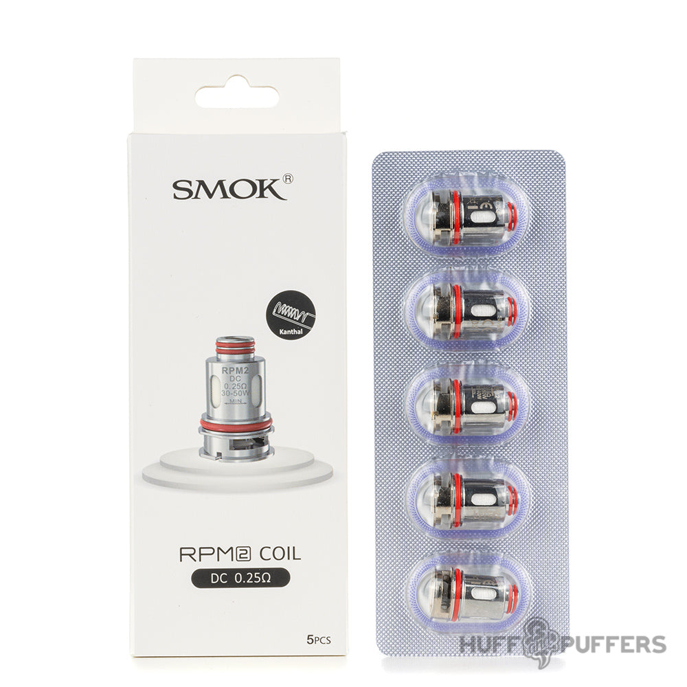 smok rpm 2 dc 0.25 ohm coils 5 pack with box packaging