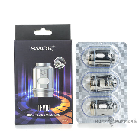 smok tfv18 dual mesh coils 0.15 ohm 3 pack with box packaging