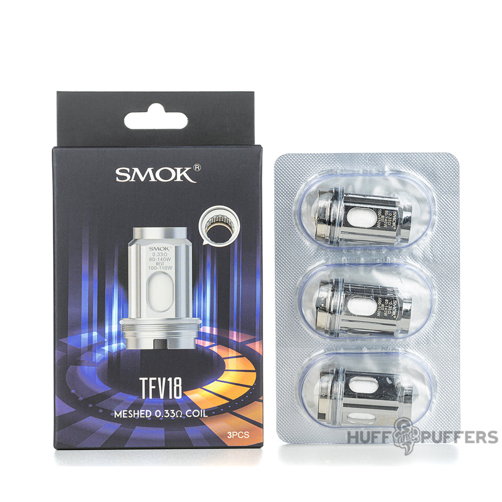 smok tfv18 single mesh coils 3 pack with box packaging 0.33 ohm