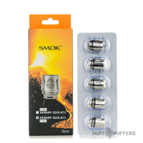 smok tfv8 baby coils q2 0.6 ohm 5 pack with box packaging