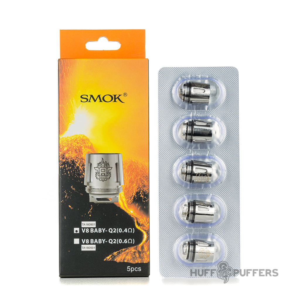 smok tfv8 baby coils q2 0.4 ohm 5 pack with box packaging