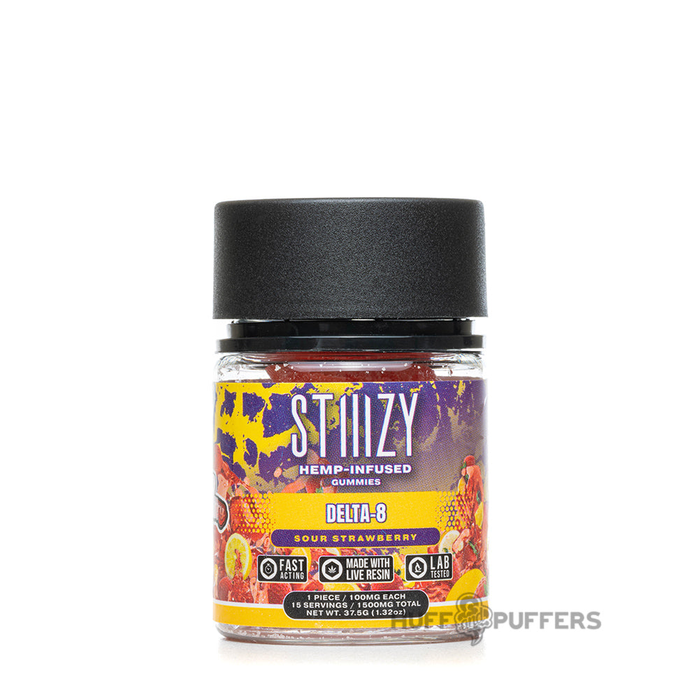 stiiizy hemp-infused delta-8 gummies sour strawberry
