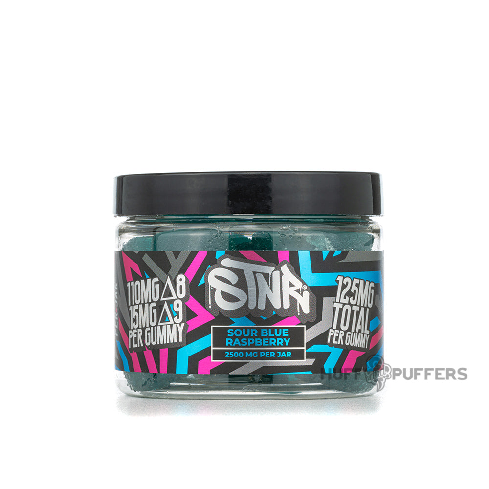 STNR Creations Delta 8 + Delta 9 Gummies 2500mg sour blue raspberry