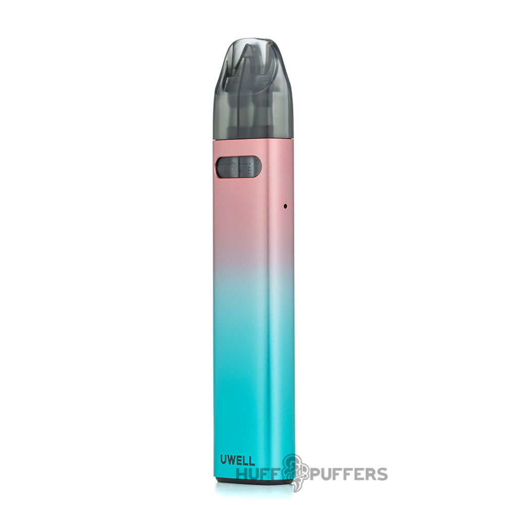 uwell caliburn explorer pod system pink and cyan back view