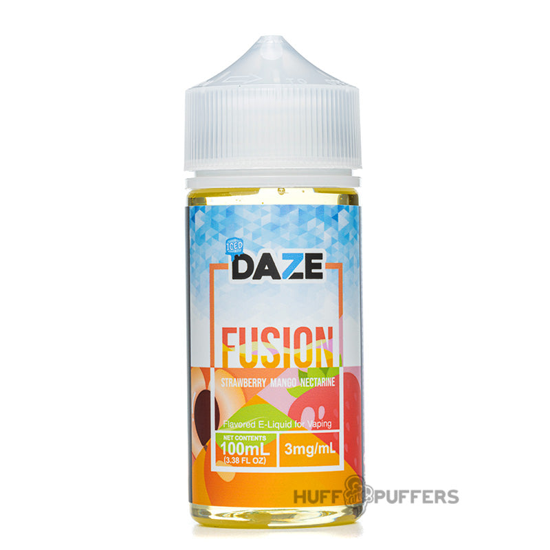 daze fusion strawberry mango nectarine iced 100ml e-juice bottle