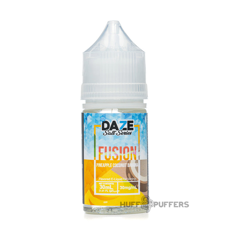 daze salt series fusion pineapple coconut banana iced 30ml e-juice bottle