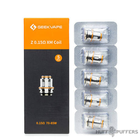 geekvape z0.15 ohm xm coil 5 pack with box packaging