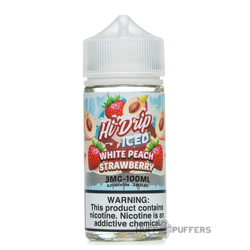 hi-drip white peach strawberry iced 100ml e-juice bottle