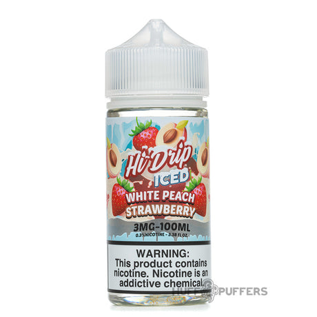 hi-drip white peach strawberry iced 100ml e-juice bottle