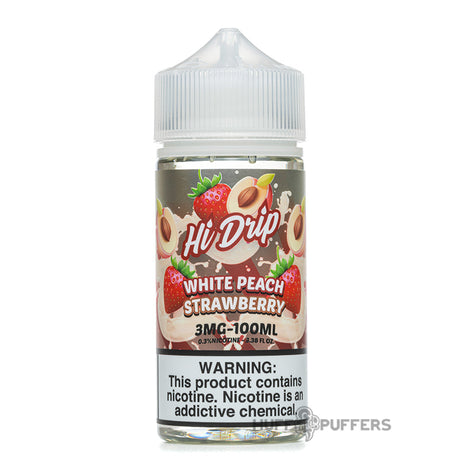 hi-drip white peach strawberry 100ml e-juice bottle