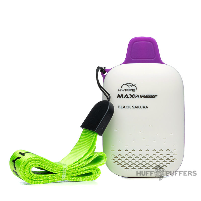 hyppe max air disposable vape black sakura with lanyard