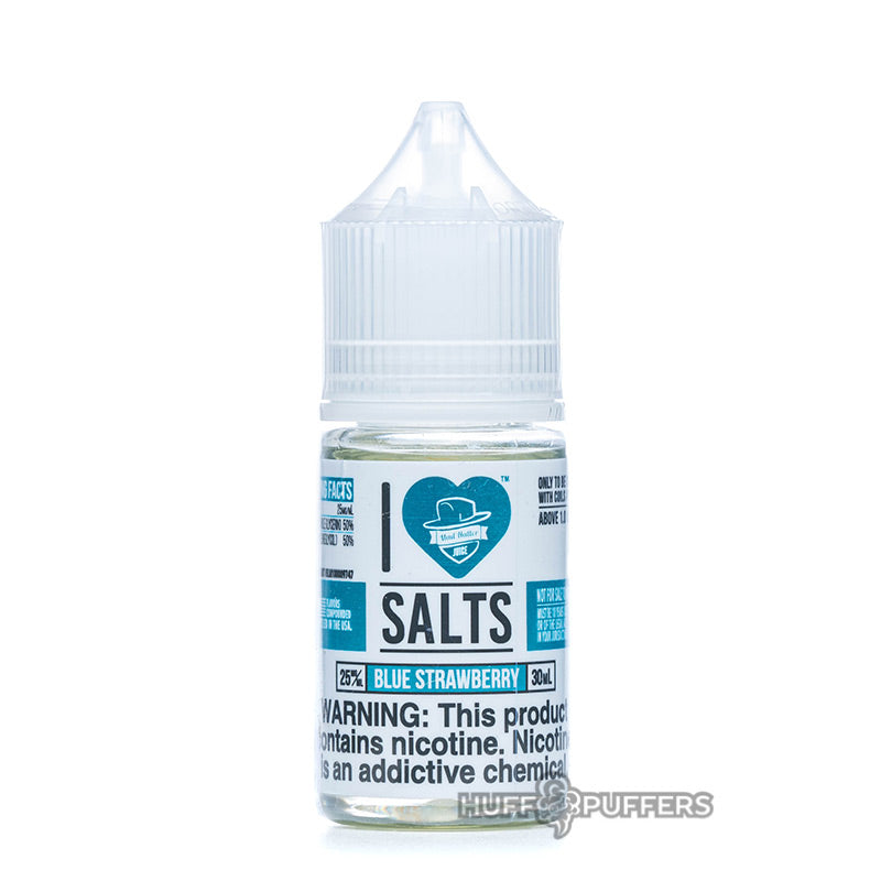 i love salts blue strawberry 30ml bottle by mad hatter juice