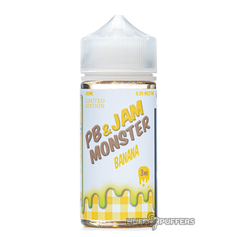 pb & jam monster banana 100ml e-liquid bottle by jam monster
