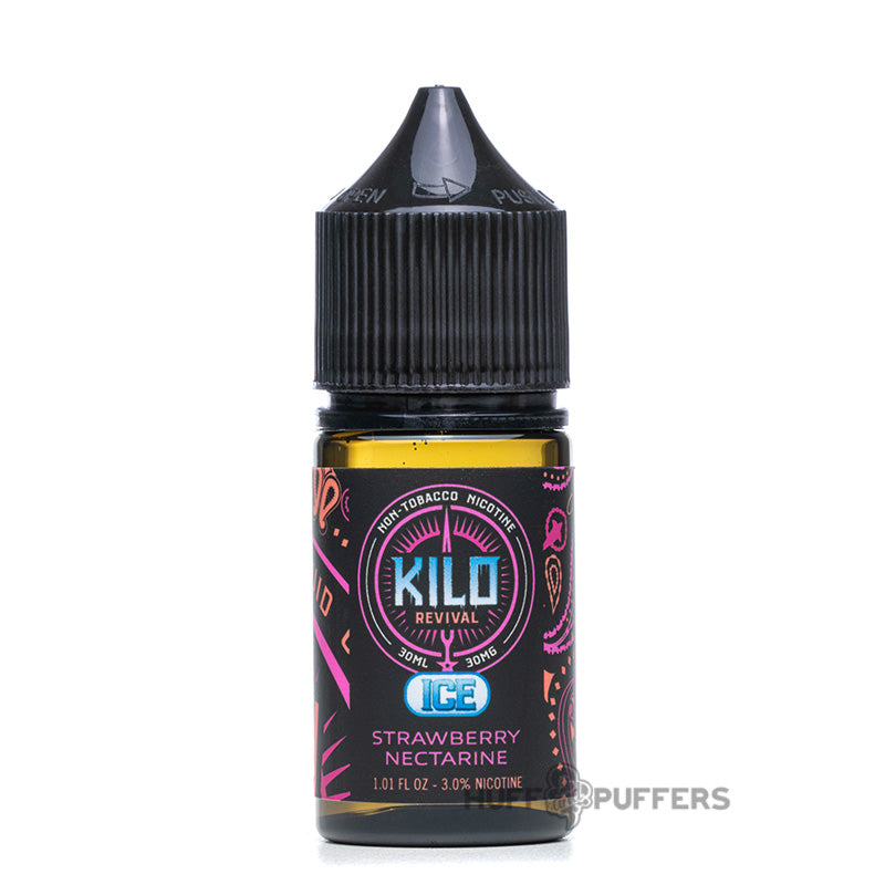 kilo revival salt strawberry nectarine ice 30ml e-juice bottle