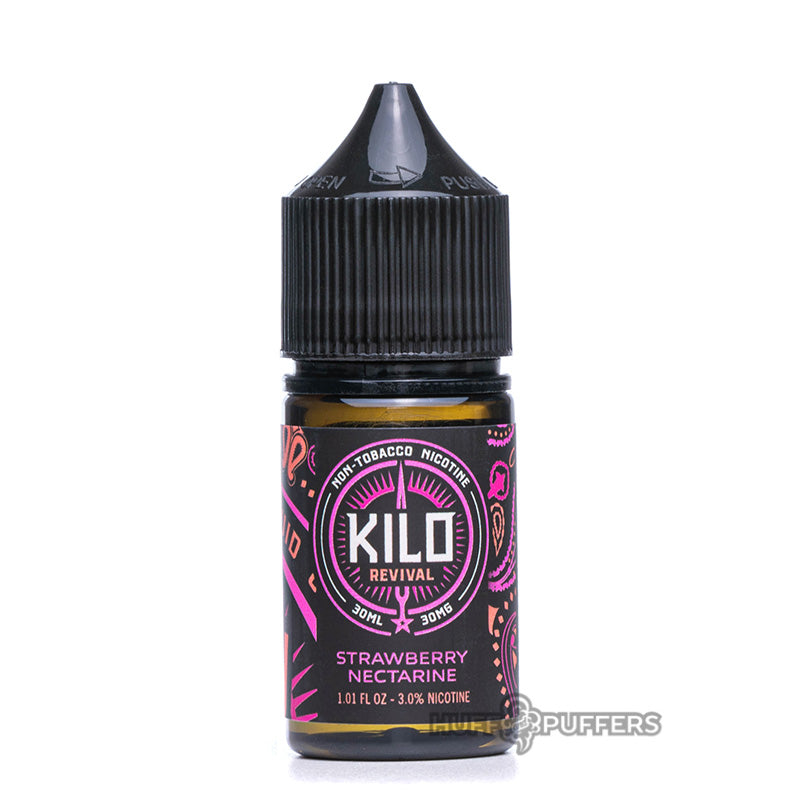 kilo revival salt nicotine strawberry nectarine 30ml e-juice bottle