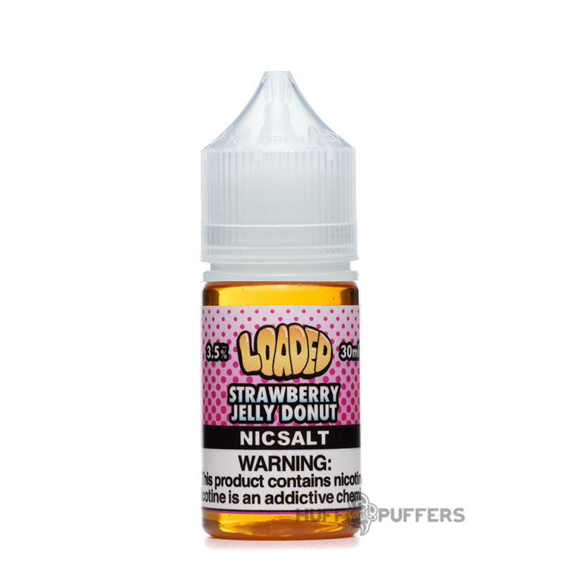 loaded salt nic strawberry jelly donut 30ml e-juice bottle