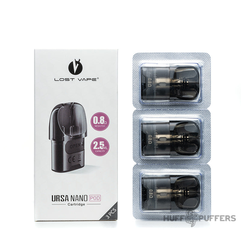 lost vape ursa nano replacement pods 3 pack with box packaging