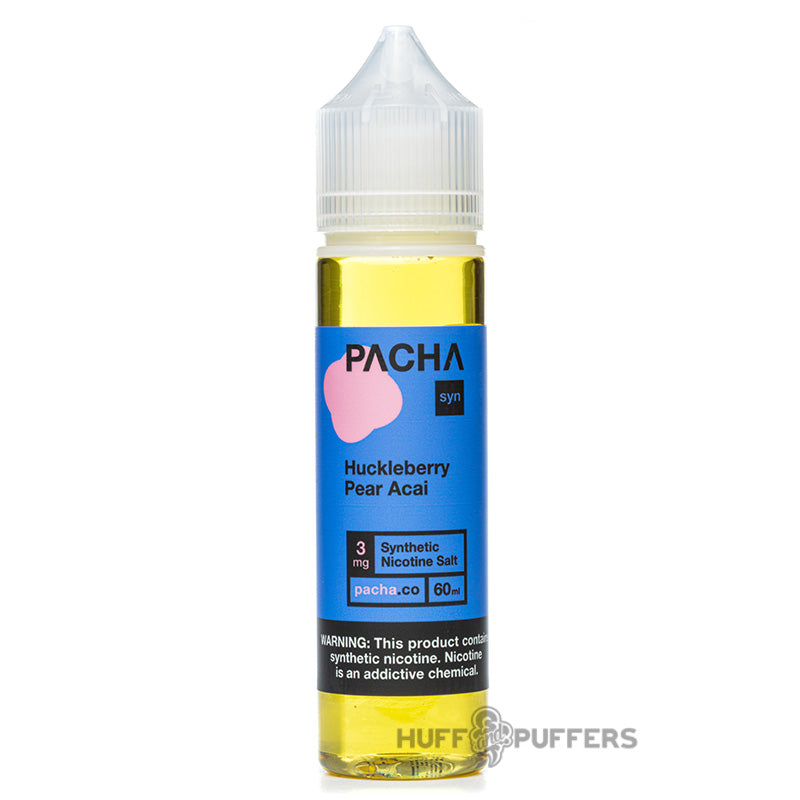 pacha syn huckleberry pear acai 60ml e-juice bottle