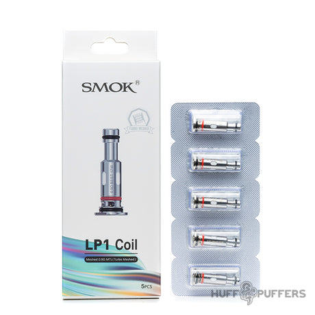 smok lp1 mtl 0.9 ohm turbo meshed coils 5 pack with box packaging