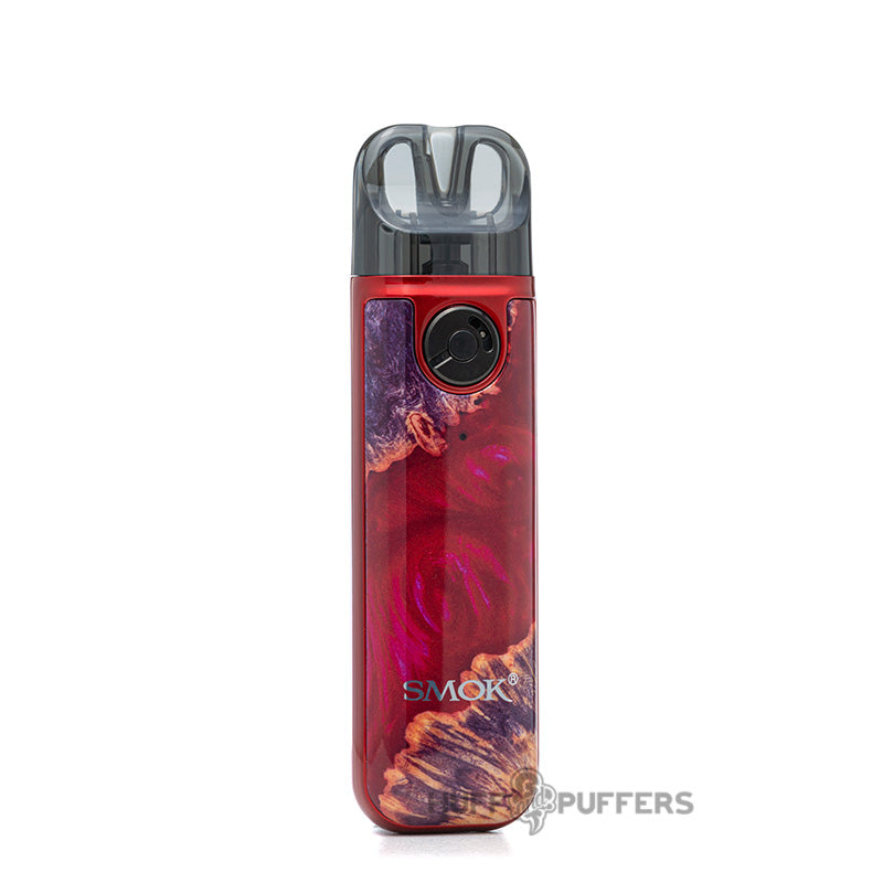 smok novo 4 mini pod kit in red stabilizing wood