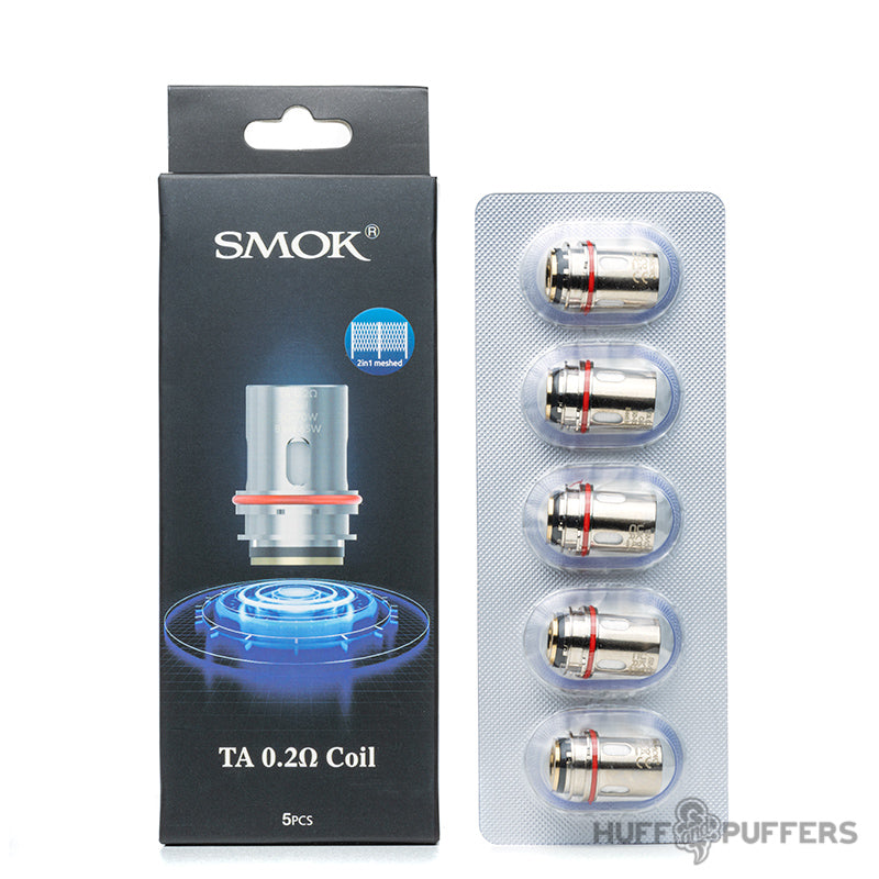 smok ta coil 0.2 ohm 2in1 mesh replacement coils with box packaging