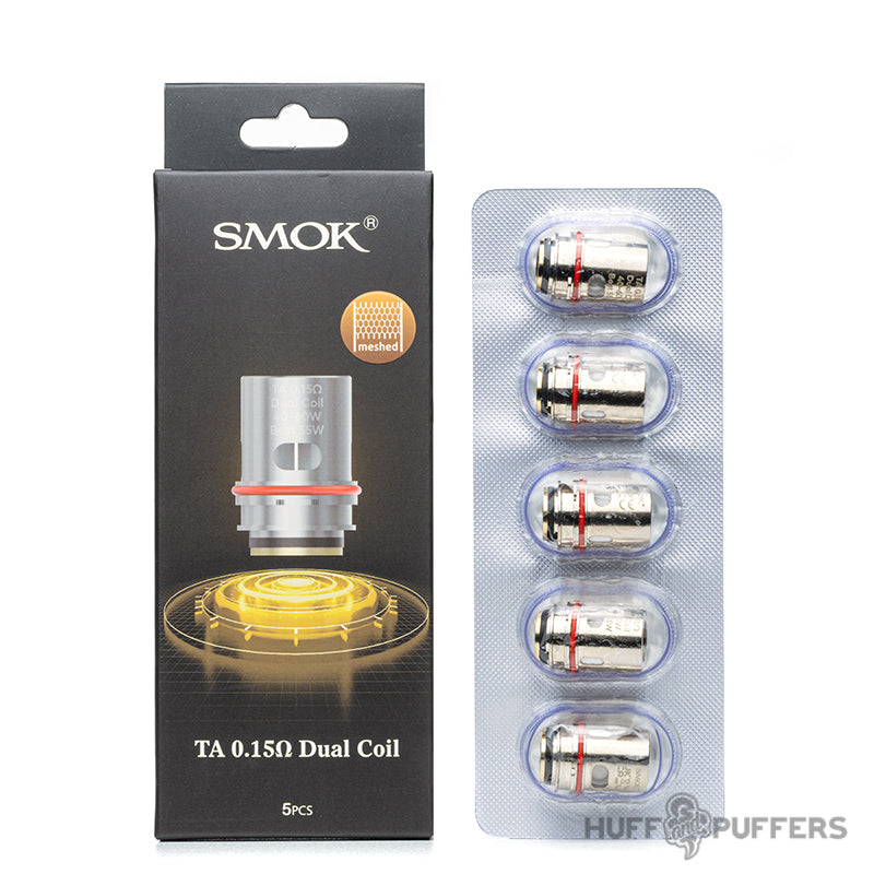 smok ta 0.15 ohm dual mesh coil 5 pack with box packaging