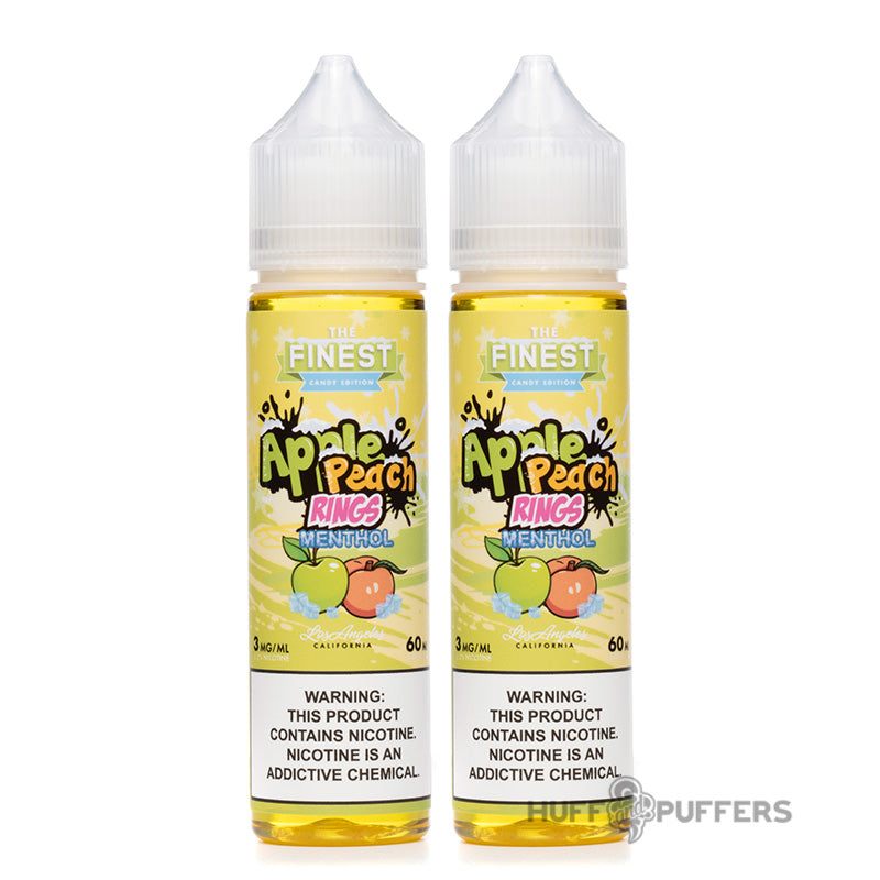 the finest candy edition apple peach rings menthol 2 60ml e-juice bottles