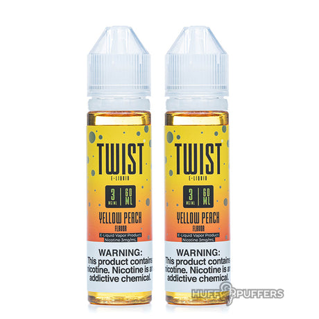 2 60ml bottles of yellow peach by twist e-liquids