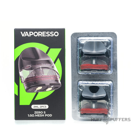 vaporesso zero s 1.0 ohm mesh pods 2 pack with box packaging