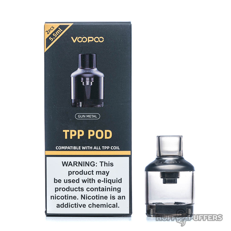 voopoo tpp replacement pods gunmetal with box packaging
