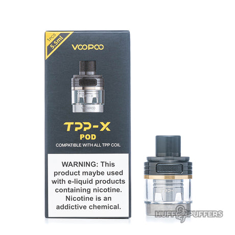 voopoo tpp x pod tank with box packaging in black