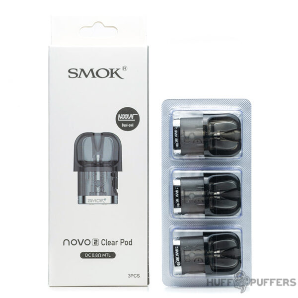 smok-novo-2-clear-pod-dc-mtl smok novo 2 clear pod 0.8 ohm mtl 3 pack with packaging