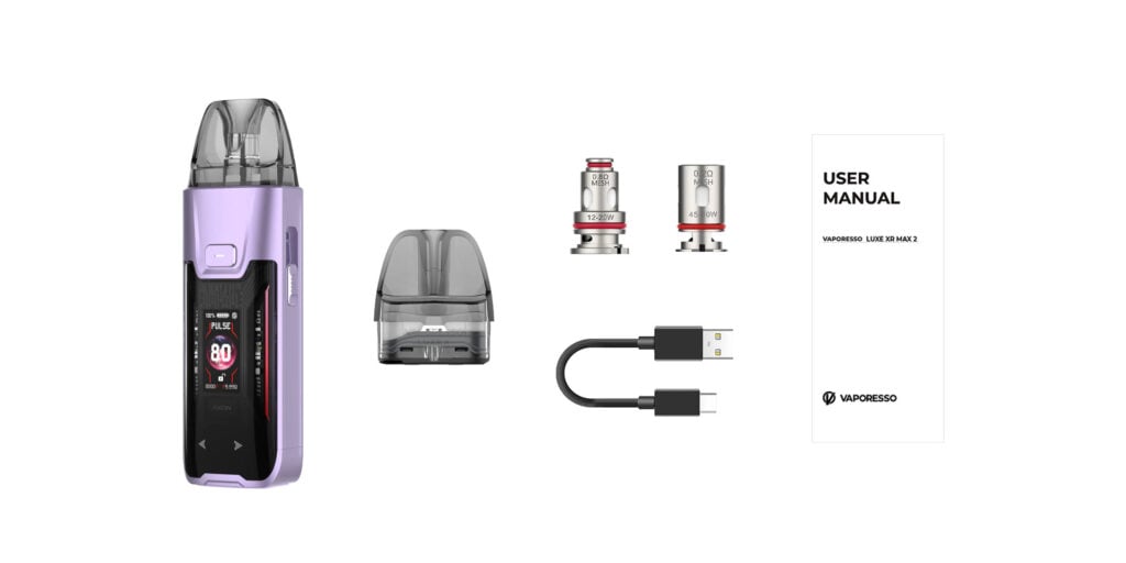 Vaporesso Luxe XR Max 2 Pod System package contents