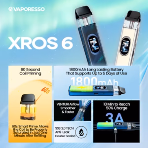 Vaporess XROS 6 Pod System features
